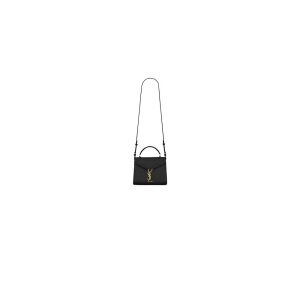 Saint Laurent Chain-strap YSL-plaque grained-leather wallet