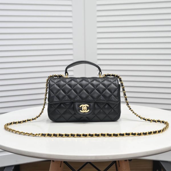 Ch*el mini flap with top handle